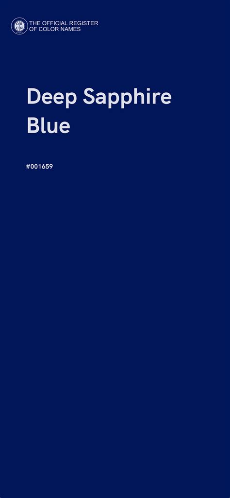 Deep Sapphire Blue color - #001659 - The Official Register of Color Names