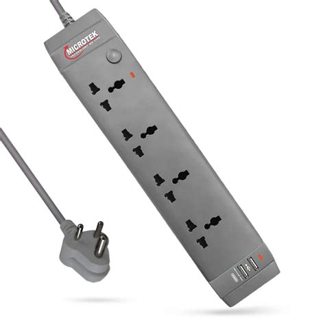 MICROTEK Spike Guard With Usb Charger, 1.5M Extension Cord, 4 Sockets ...