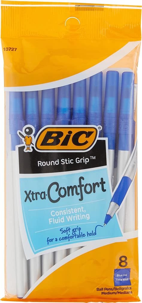 BIC Round Stic Grip Xtra Comfort Ballpoint Pen, Medium Point (1.2mm ...