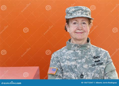 Mature female U.S stock image. Image of freedom, camouflage - 156772547