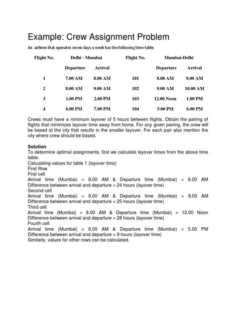 Image result for Crew Assignment Problem