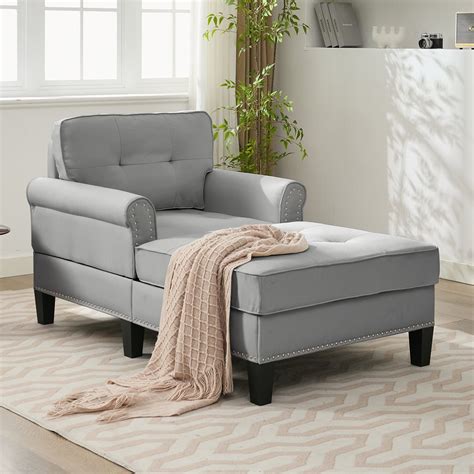 MUZZ Chaise Lounge Indoor, Modern Linen Fabric Indoor Lounge Chair for ...