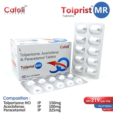 Aceclofenac (100mg) + Paracetamol (325mg) + Tolperisone (150mg ...