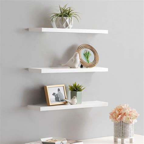 Amazon.com: White Floating Shelves Set of 3,Wall Mounted Modern Wood ...