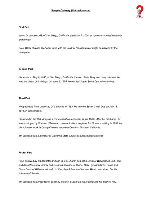 How To Write An Obituary Template In Simple Steps | HowToWiki