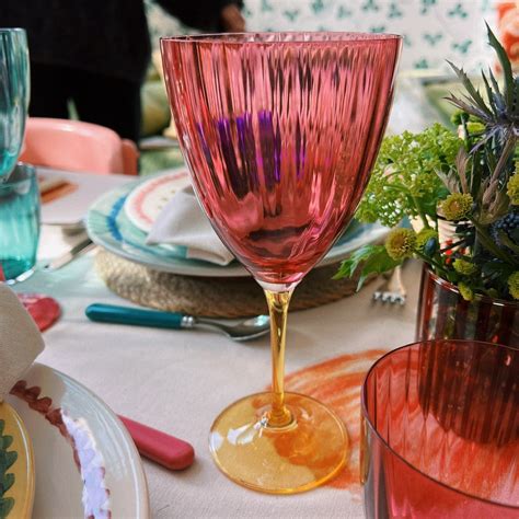 Anna + Nina | Jazzy Wine Glass - Pink & Orange – About Living