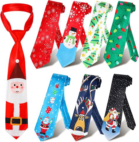 Amazon.com: Syhood 8 Pieces Christmas Ties Novelty Holiday Printed ...