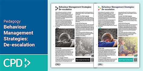 Behaviour Management Strategies: De-escalation CPD - Twinkl