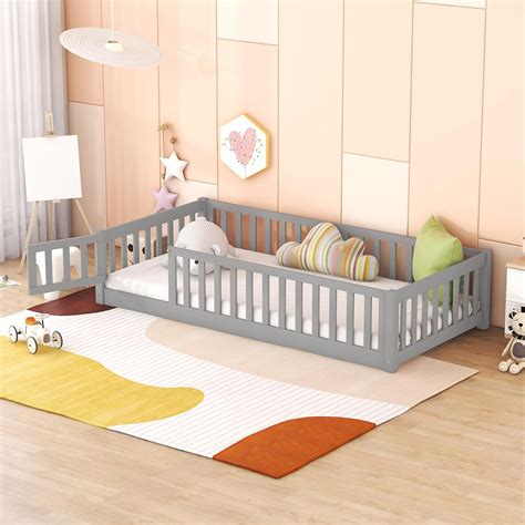 Amazon.com: Twin Size Floor Bed for Kids, Montessori Floor Bed Frame ...