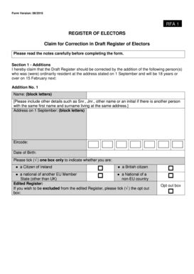 Fillable Online Register of Electors - Claim for Correction Form ...