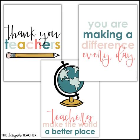Teacher Appreciation Posters With Printable Inspirational Teaching Quotes for Teacher ...