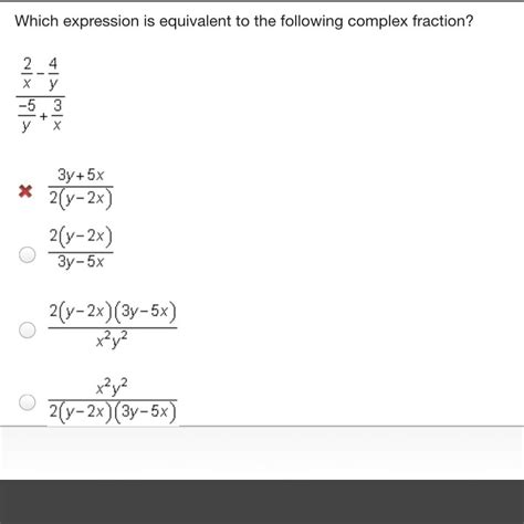 [FREE] Which expression is equivalent to the following complex fraction ...
