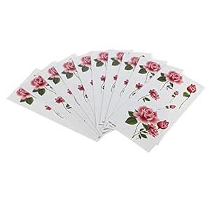 JAZZY PEARLS Pack of 10 Sheets Party Waterproof Flower Temporary Tattoo ...