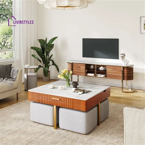 Vladimir Nesting Centre Tables with Seating | Wooden Coffee Table for ...