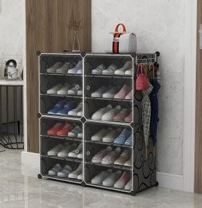 Sasimo 12-Shelf-4-Door Plastic Cubort Shoe Rack Plastic Collapsible ...