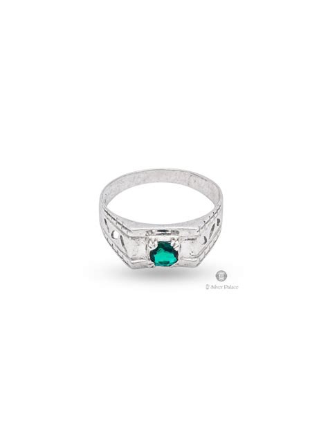 925 Pure Silver Green Stone Rashi Ring For Men And Women - Silver Palace
