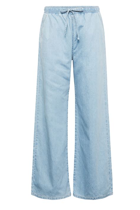 LTS Tall Women's Light Blue Drawstring Wide Leg Jeans | Long Tall Sally