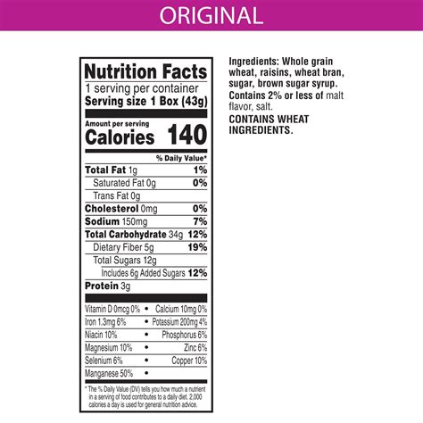 Raisin Bran Nutrition Facts Ingredients at Caleb Bateson blog