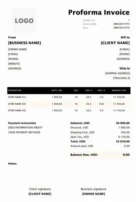 Proforma Invoice Format Templates | Free Proforma Invoice Generator
