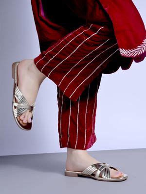 Buy Shoetopia Embellished Golden Flats for Women (EURO 36) Online