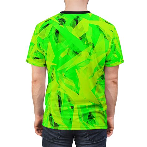 Shattered Glass - Neon Green Unisex Cut & Sew T-shirt - Unique Custom Design - Multiple Sizes ...