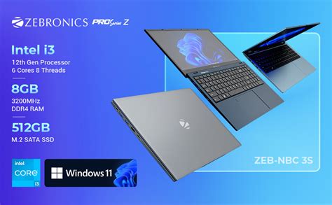 ZEBRONICS PRO Series Z NBC 3S, Intel Core 12th Gen i3 Processor 8GB RAM ...