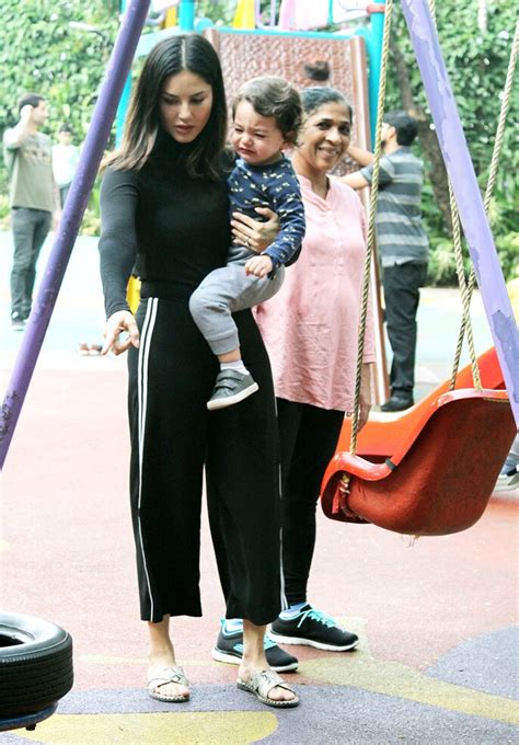 Sunny Leone in comfy tee and track pants steps out with kids in Mumbai ...