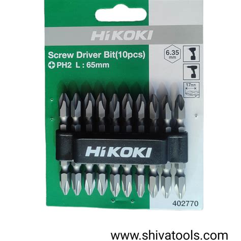 Hikoki Screw Driver Bit Set PH2 bits blister packing of 10 nose. screw