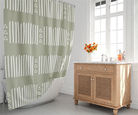 Olive Green Shower Curtain African Mudcloth Print Bath - Etsy