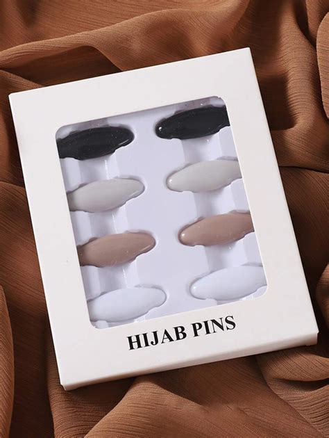 8pcs Solid Scarf Clips Hijab Pins Safe Pins | SHEIN EUR