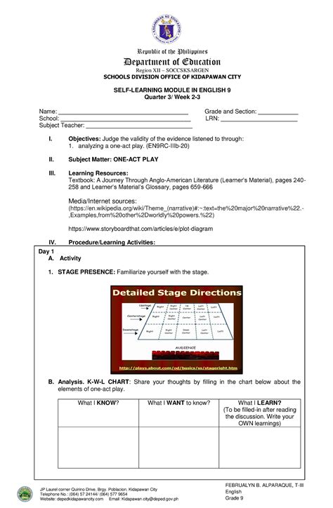 Week 2-3 English Grade 9-Q3 - JP Laurel corner Quirino Drive, Brgy ...
