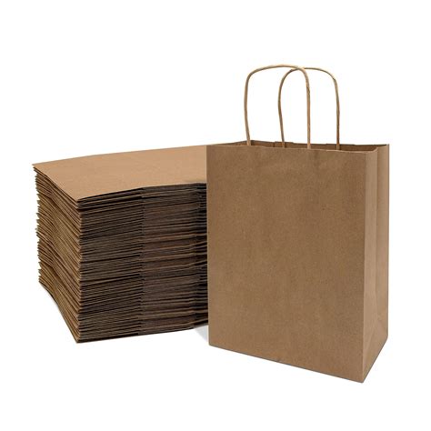 Prime Line Packaging - 8x4x10 Inch 100 Pack Kraft Paper Bags, Brown ...