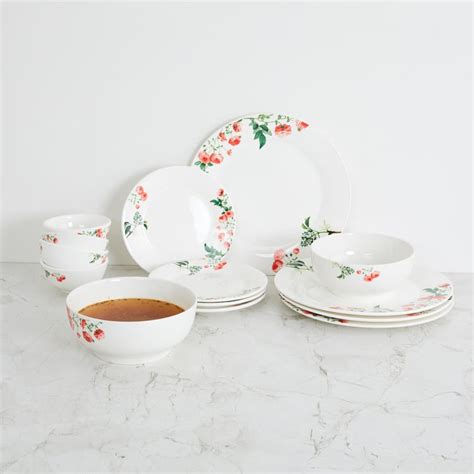 Buy Pristine White Printed Porcelain Dinner Set - 14Pcs from Home ...