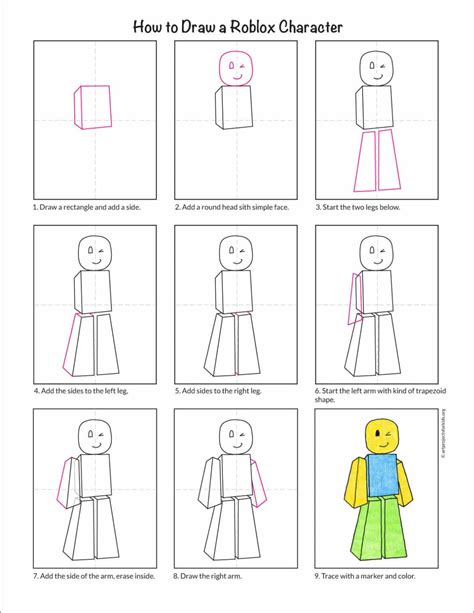 How to Draw a Roblox Character, Step-by-Step Art Lesson for Kids