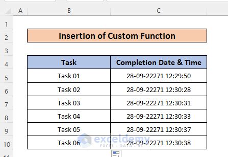 Excel Insert Date and Time 的图像结果