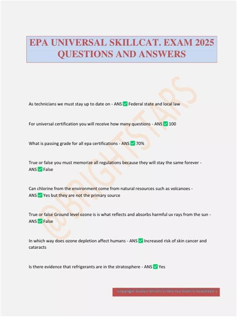 EPA UNIVERSAL SKILLCAT. EXAM 2025 QUESTIONS AND ANSWERS - EPA 608 ...