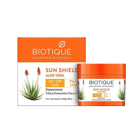 Biotique Sun Shield Aloe Vera Sunscreen Lotion (Cream) 30+ SPF UVB ...