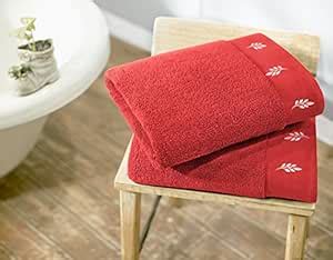 Swiss Republic Rivera (Leaf) 2 Piece 700 GSM Cotton Bath Towel Set ...