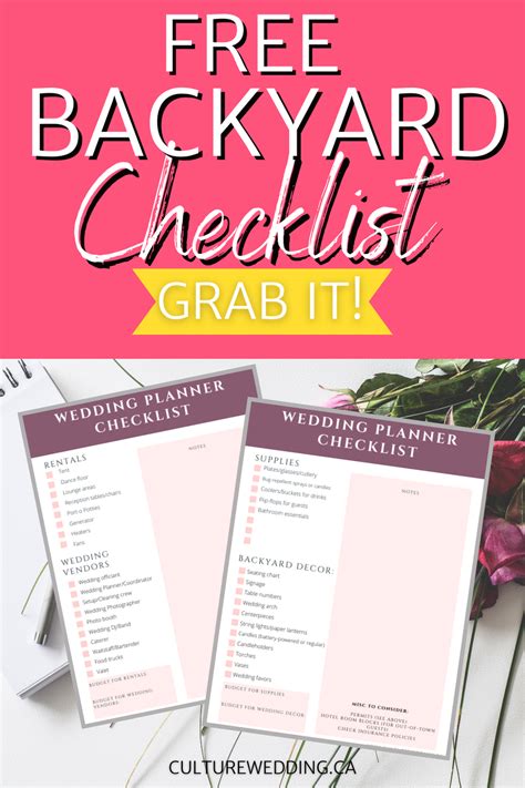 Backyard Wedding Checklist 的图像结果