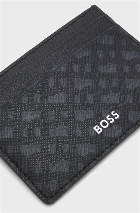 BOSS - Monogram card holder with foil-embossed logo - Black