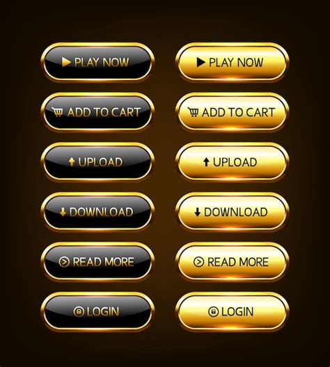 Botões dourados para site Botões de luxo para web design Vector setx9 ...