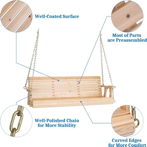 Buy VINGLI Heavy Duty 880 LBS Patio Porch Swing Outdoor PU Painting ...