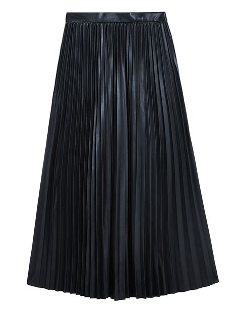Buy Faux Leather Pleated Midi Skirt at Marks & Spencer