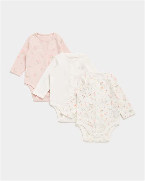 Buy Mothercare Essentials Girls Full Sleeves Bodysuit -Pack of 3-White ...