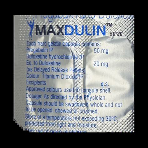 Buy Maxdulin 50 20mg Capsule Online at Best Price | Medkart