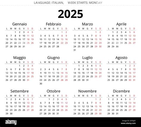 Italian Calendar 2025 With Week Code