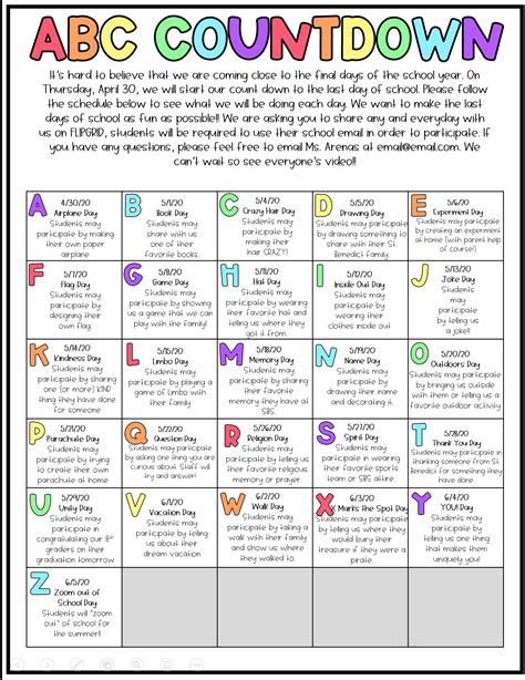 Abc Countdown Calendar - Educational Printable Activities