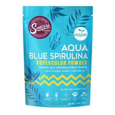Buy Suncore Foods Organic Aqua Blue Spirulina Supercolor Powder, Blue ...