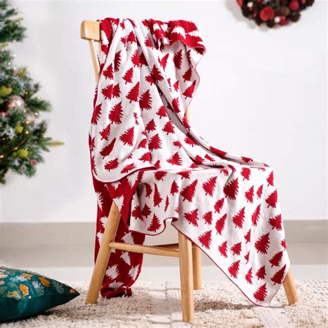 Reversible Style Christmas Tree Throw Blanket Red Online - Premium ...
