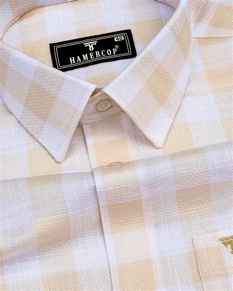 Cromer Cream with White Check Dobby Cotton Shirt – Hamercop